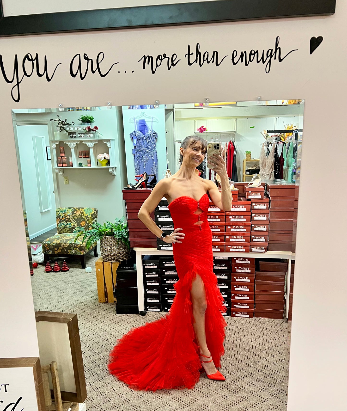 RED STRAPLESS MERMAID GOWN