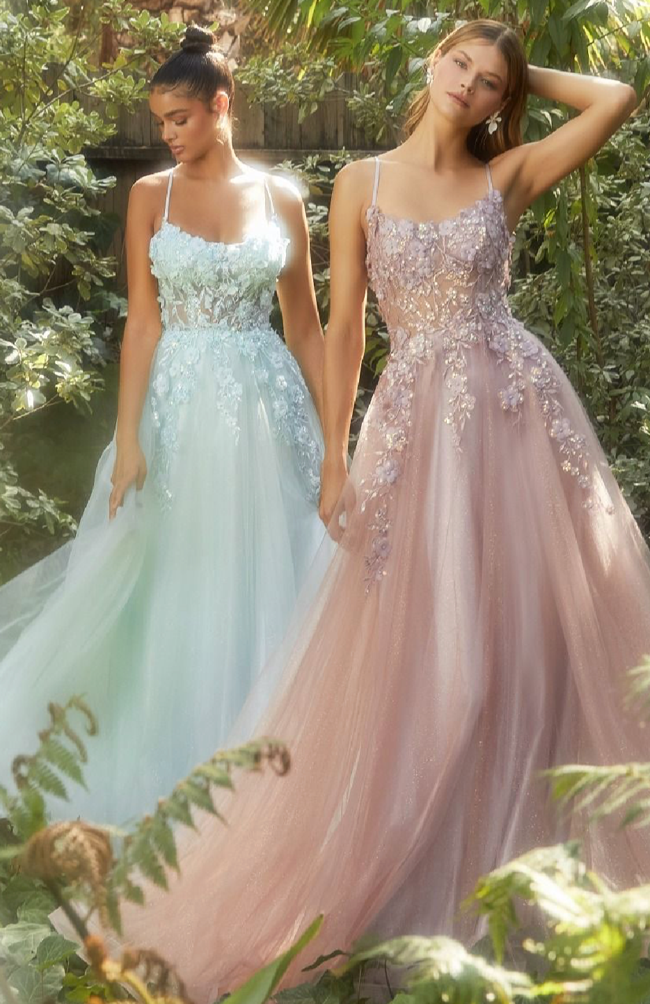 FLORAL APPLIQUE A-LINE GOWN