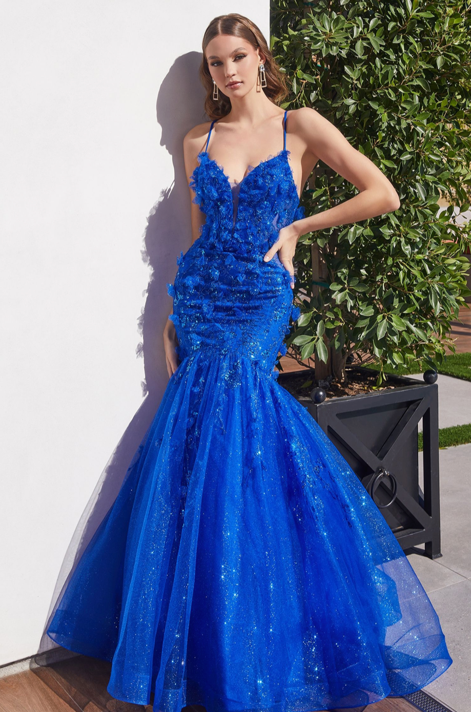 FLORAL APPLIQUE MERMAID GOWN