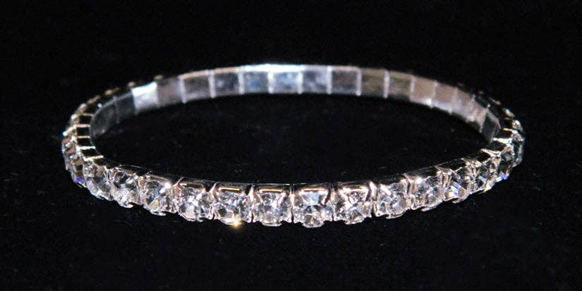 1-Row Stretch Rhinestone Bracelet-Crystal  Silver
