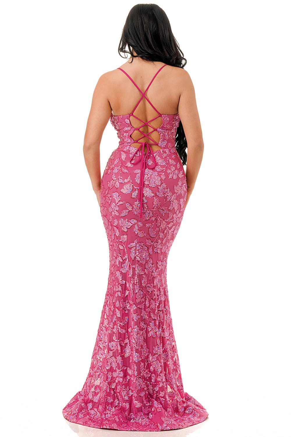 SEQUIN FLORAL EMBELLISH MERMAID MAXI DRESS