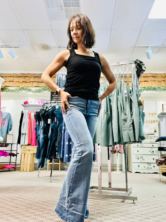HIGH WAIST TUMMY CONTROL RELEASE HEM FLARE