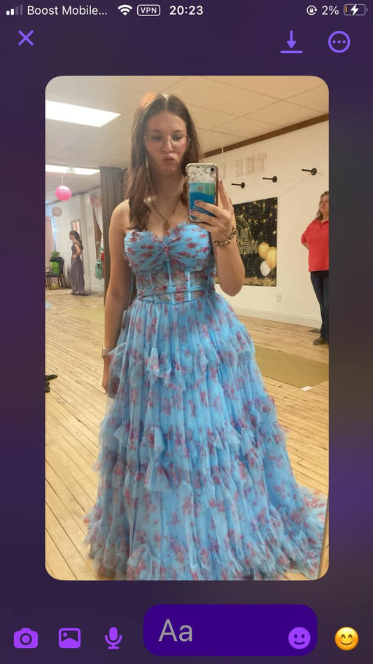 FLORAL PRINTED STRAPLESS DRESS
