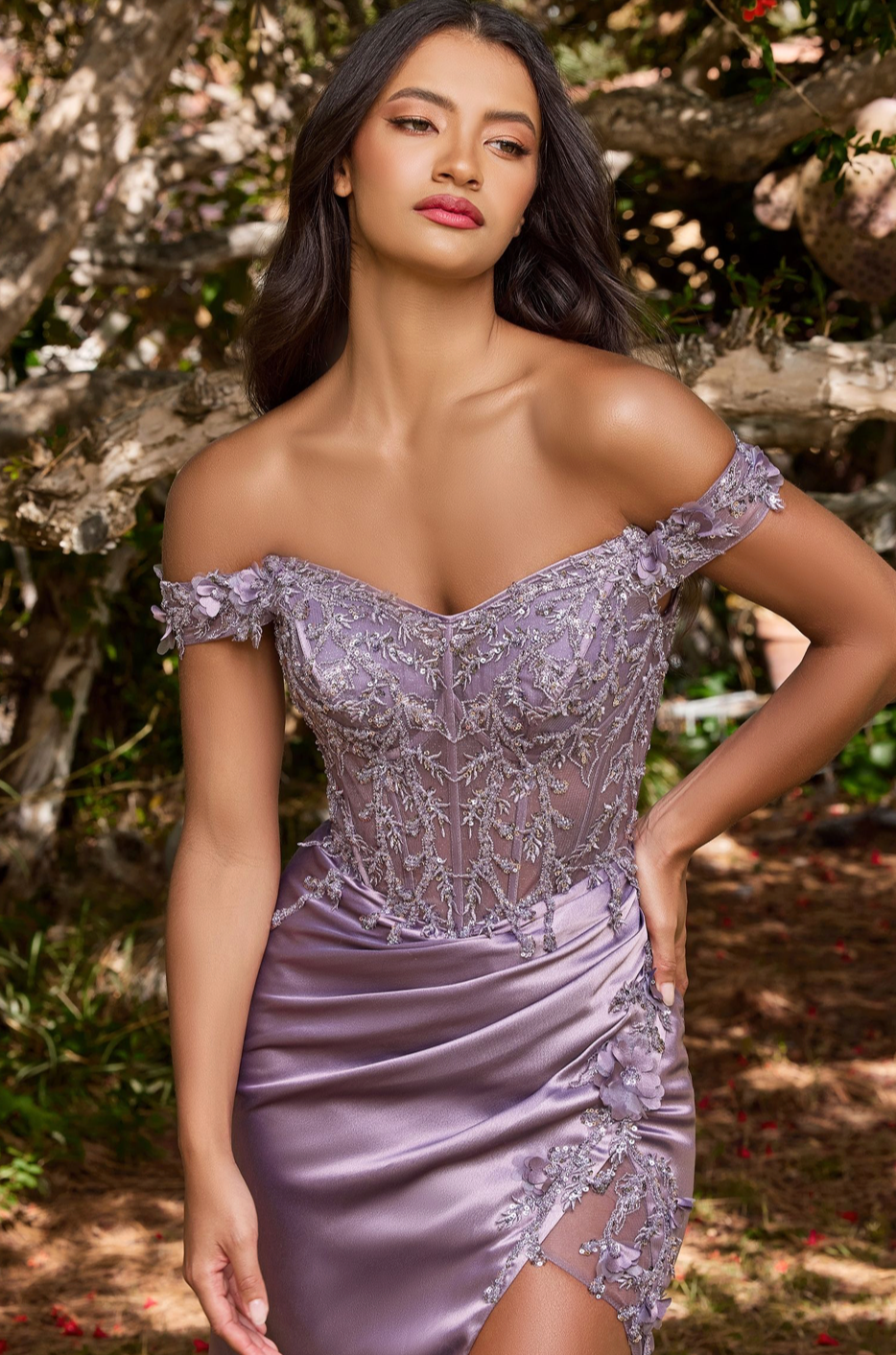 FLORAL OFF THE SHOULDER GOWN