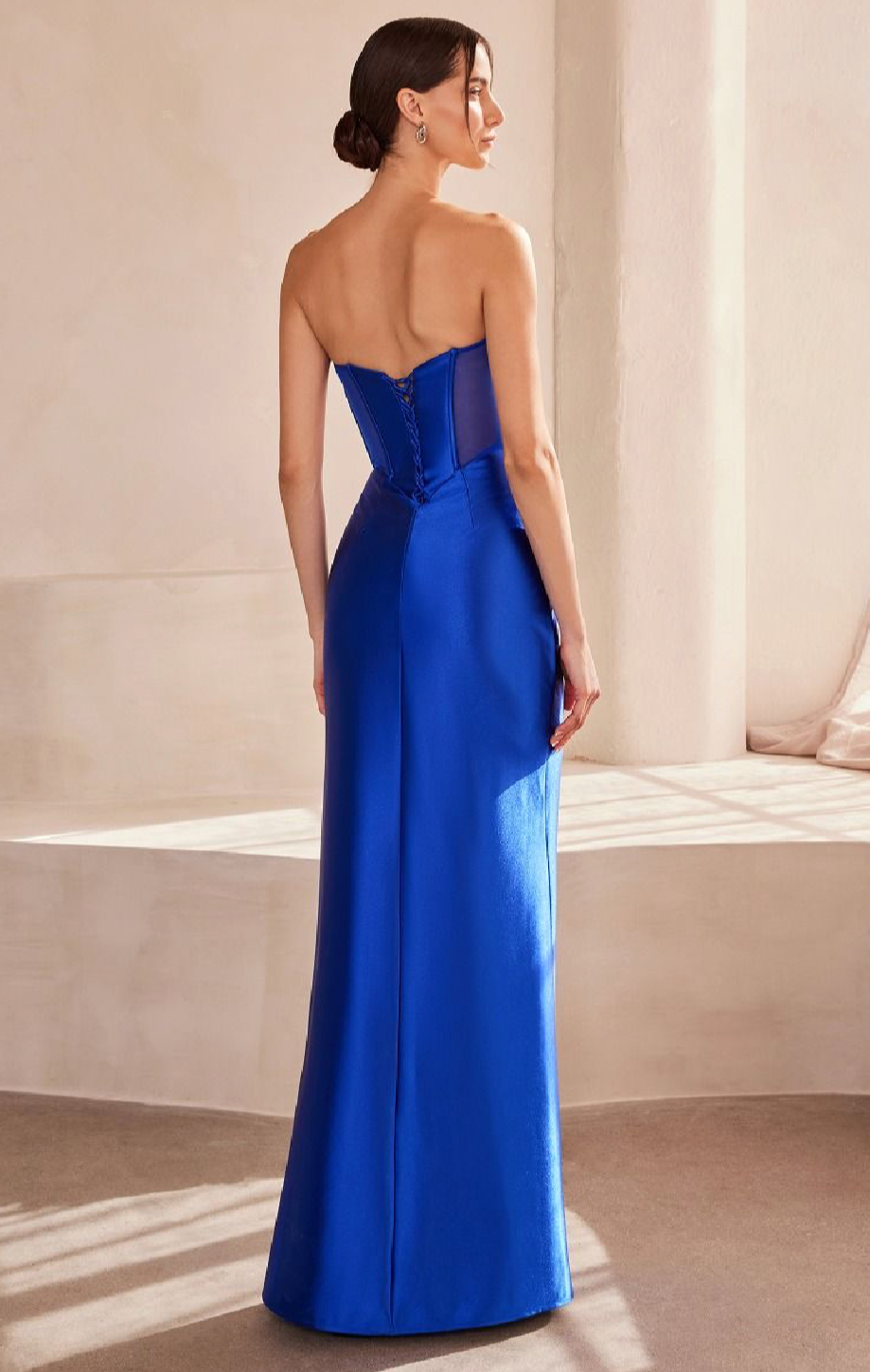 Strapless Fitted Gown with Gathered Waistline