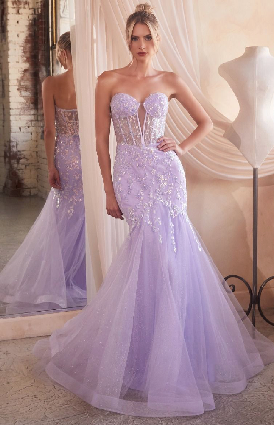 STRAPLESS EMBELLISHED MERMAID GOWN
