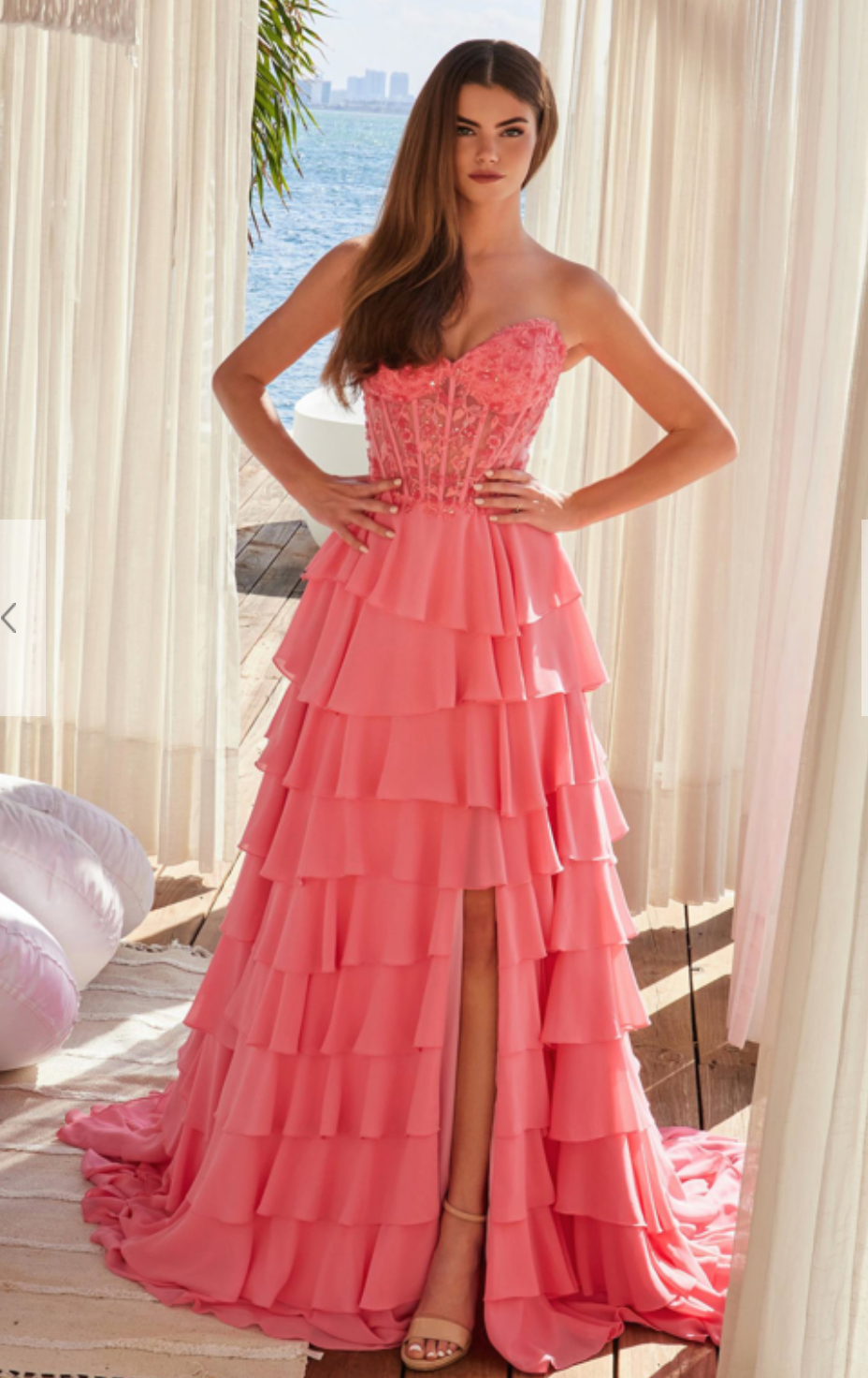Strapless Sweetheart Top Layered Chiffon Dress