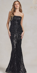 One-Shoulder Pattern Sequin Gown