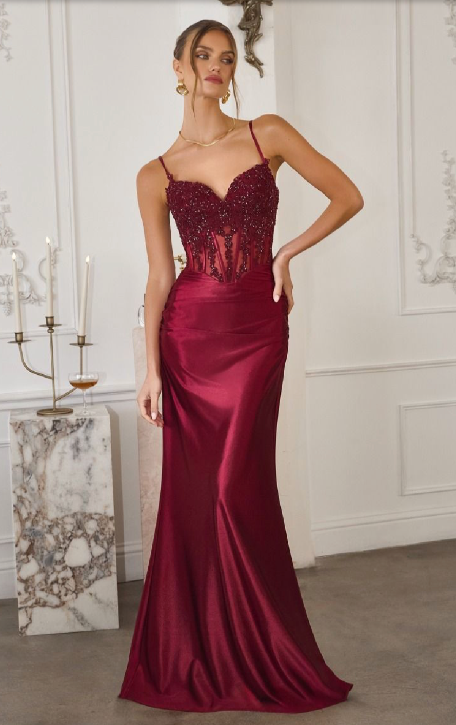 Fitted & Flawless Spaghetti Strap Gown