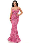 SEQUIN FLORAL EMBELLISH MERMAID MAXI DRESS